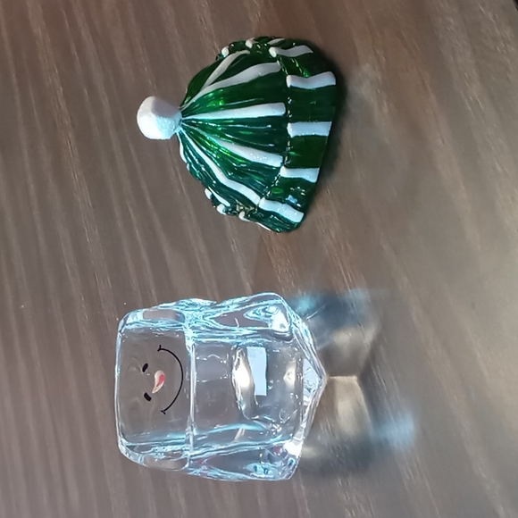 Acrylic Snowman Container with Removable Green Hat Lid - Picture 4 of 6